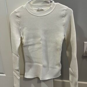 Abercrombie & Fitch Ivory Ribbed Long Sleeve Sweater